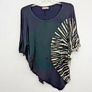 Kokomo Unlimited Tie-Dye Black Poncho Top One Size